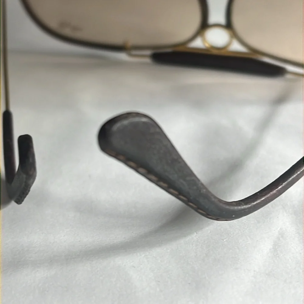 Ray Ban B&L Leathers Shooter 62mm Vintage Shooter Sunglasses Brown Leather